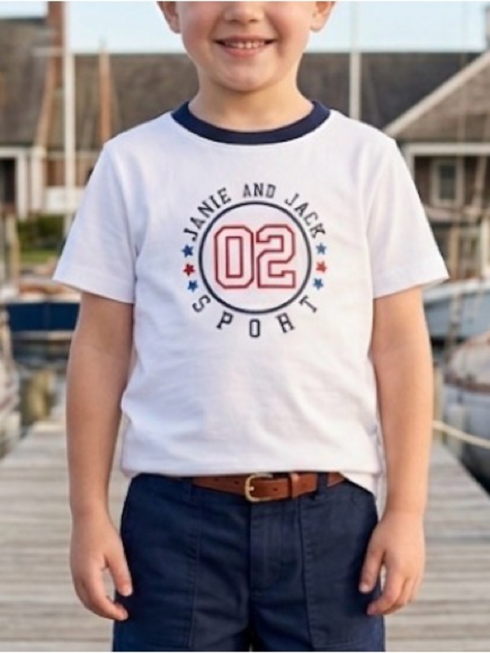 Janie and Jack | White Red Blue Tshirt | 3T - Picture 2 of 6